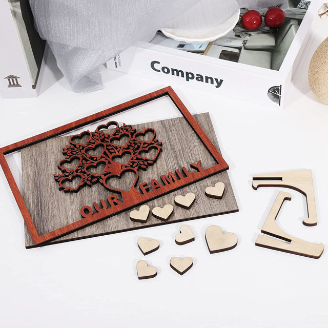 Picture of Personalized Family Name Board Wood Rustic Ornament - Our Family Tree