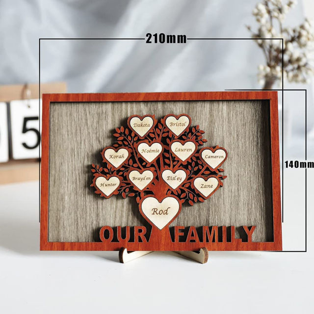 Picture of Personalized Family Name Board Wood Rustic Ornament - Our Family Tree