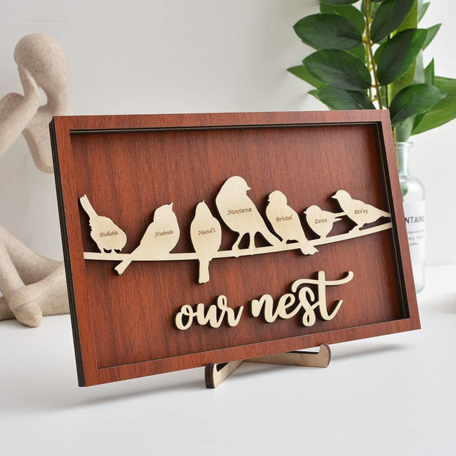 Picture of Personalized Family Name Board Wood Rustic Ornament - Our Nest
