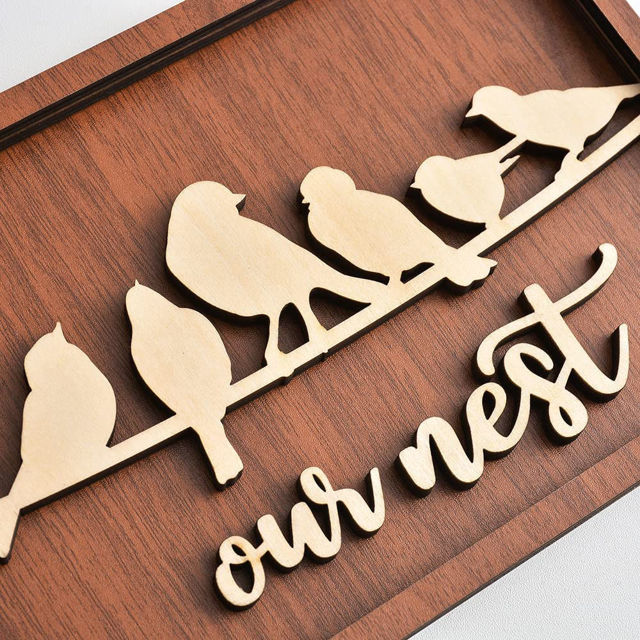 Picture of Personalized Family Name Board Wood Rustic Ornament - Our Nest