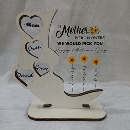 Bild von Personalisiertes Familienliebesherz mit rustikaler Blumenverzierung – bestes Geschenk zum Muttertag – glücklicher Muttertag