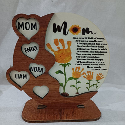 Bild von Personalisiertes Familienliebesherz mit rustikaler Blumenverzierung – bestes Geschenk zum Muttertag – meine Mutter