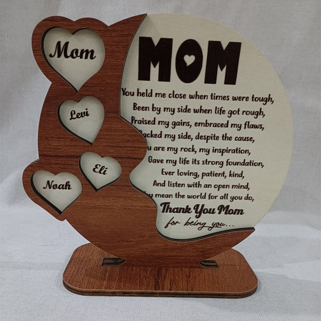 Picture of Personalized Family Love Heart With Flower Rustic Ornament - Best Gift for Mother's Day - Thank You Mom