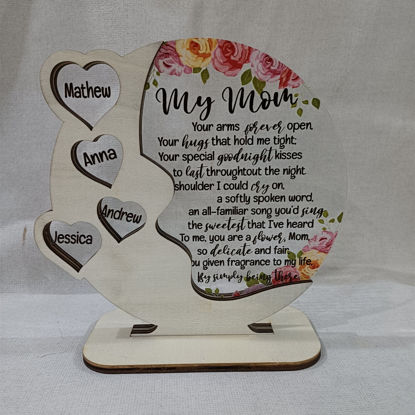 Bild von Personalisiertes Familien-Liebes-Herz mit Blumen-rustikaler Verzierung – bestes Geschenk für Muttertag – das Herz von Ihnen