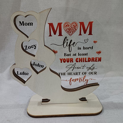Bild von Personalisiertes Familien-Liebes-Herz mit rustikaler Sonnenblumen-Verzierung – bestes Geschenk für den Muttertag