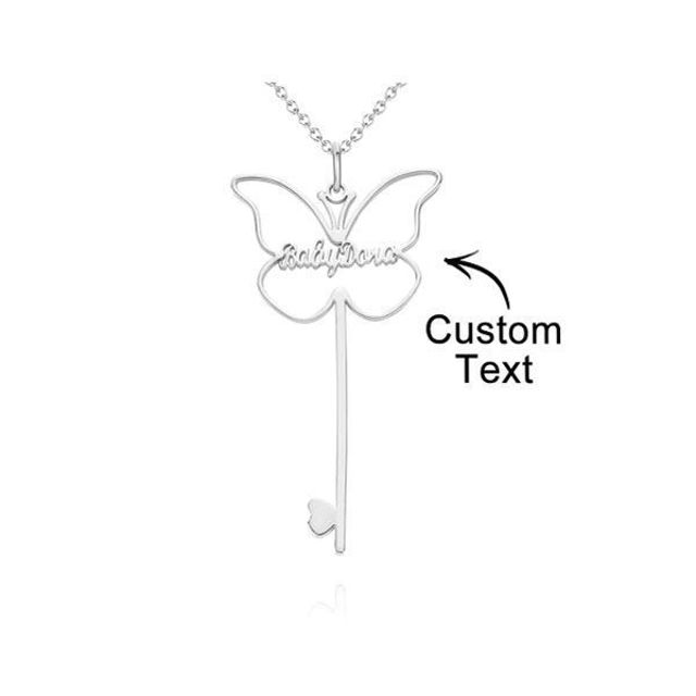 Picture of 925 Sterling Silver Personalized Name Necklace with Butterfly Key