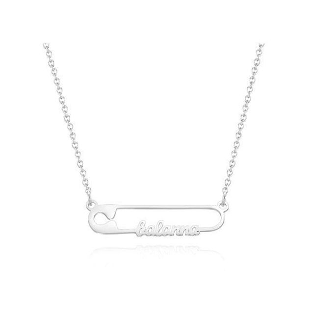 Picture of 925 Sterling Silver Personalized Name Necklace with Paper Clip
