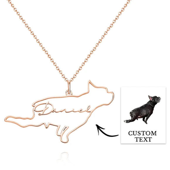 Image de Collier Prénom Personnalisé en Argent Sterling 925 - Collier Prénom Personnalisé | Collier Prénom Personnalisé Avec Votre Animal De Compagnie