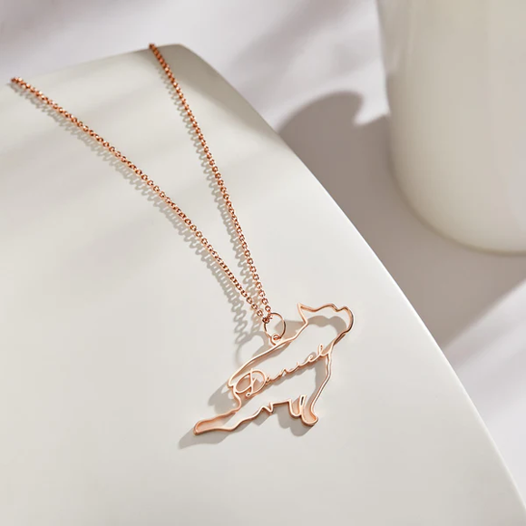 Image de Collier Prénom Personnalisé en Argent Sterling 925 - Collier Prénom Personnalisé | Collier Prénom Personnalisé Avec Votre Animal De Compagnie