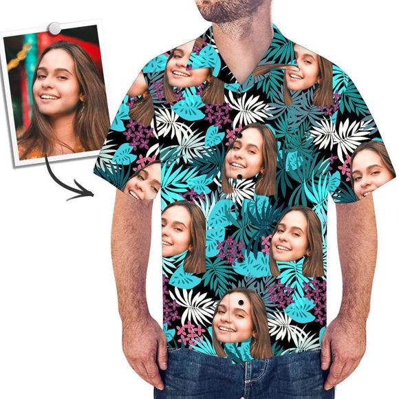 Imagen de Camisas hawaianas personalizadas con foto de cara Mangas cortas personalizadas de playa de verano