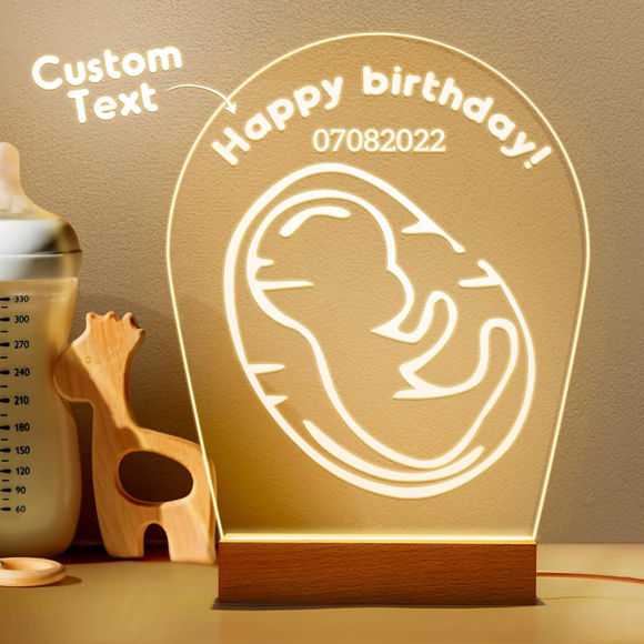 Imagen de Luz de noche de cumpleaños de bebé con forma irregular - Personalizada con texto personalizado