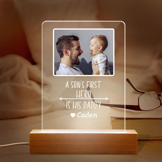 Picture of Custom Photo Night Light With Personalized Text Best Gift For Father's Day Gift
