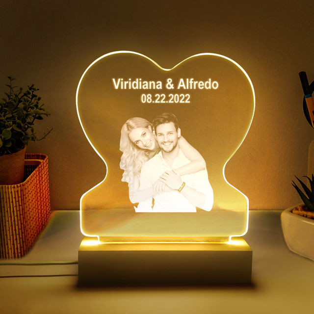 Picture of Custom Photo Night Light With Personalized Text Best Gift For Valentine's Day Gifts for Anniversary