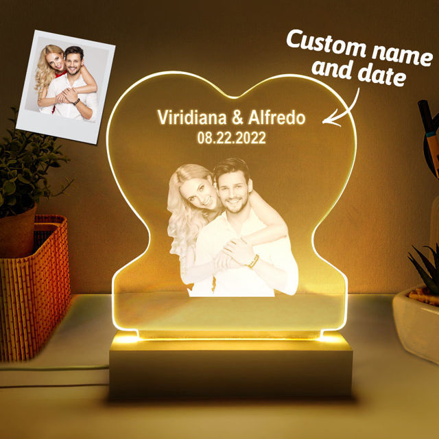 Picture of Custom Photo Night Light With Personalized Text Best Gift For Valentine's Day Gifts for Anniversary