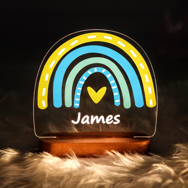 Picture of Colorful Blue Yellow Rainbow Night Light with Irregular Shape  - Personalized It With Your Kid's Name