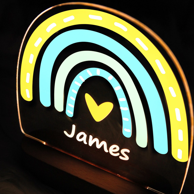Picture of Colorful Blue Yellow Rainbow Night Light with Irregular Shape  - Personalized It With Your Kid's Name