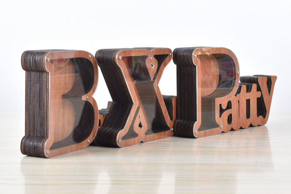 Afbeeldingen van Aangepaste houten naam spaarpot voor kinderen - gepersonaliseerde grote spaarpotten 26 alfabet G - transparante geldbesparende doos - cadeau voor jongens en meisjes