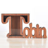 Image de Tirelire personnalisée en bois avec nom pour enfants - Grandes tirelires personnalisées 26 Alphabet T - Boîte d'économie d'argent transparente - Cadeau pour garçons et filles