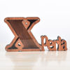 Image de Tirelire personnalisée en bois avec nom pour enfants - Grandes tirelires personnalisées 26 Alphabet X - Boîte d'économie d'argent transparente - Cadeau pour garçons et filles