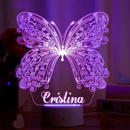 Picture of Custom Name Night Light With Colorful LED Lighting - Multicolor Butterfly Night Light With Personalized Name