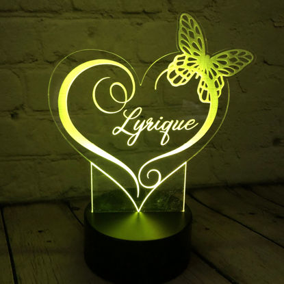 Picture of Custom Name Night Light With Colorful LED Lighting - Multicolor Love Butterfly Night Light With Personalized Name
