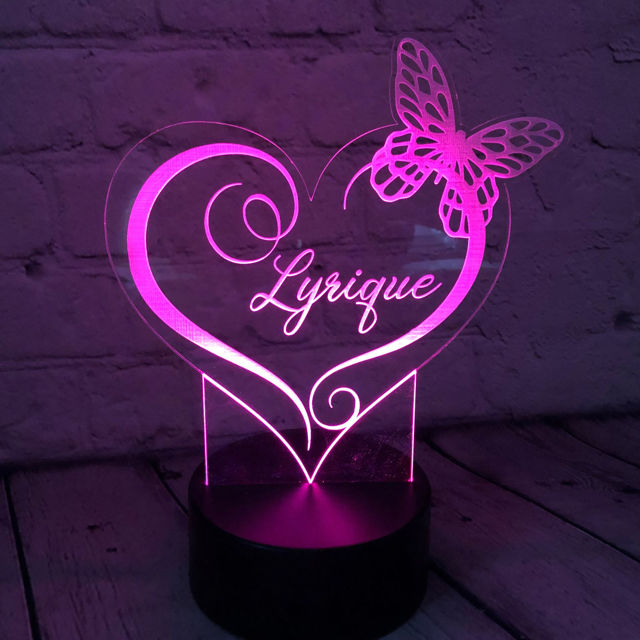 Picture of Custom Name Night Light With Colorful LED Lighting - Multicolor Love Butterfly Night Light With Personalized Name