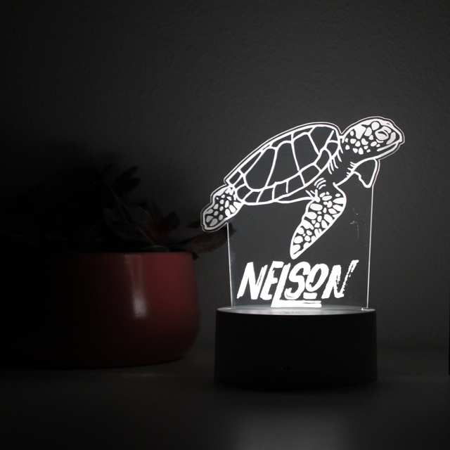 Picture of Custom Name Night Light With Colorful LED Lighting - Multicolor Turtle Night Light With Personalized Name