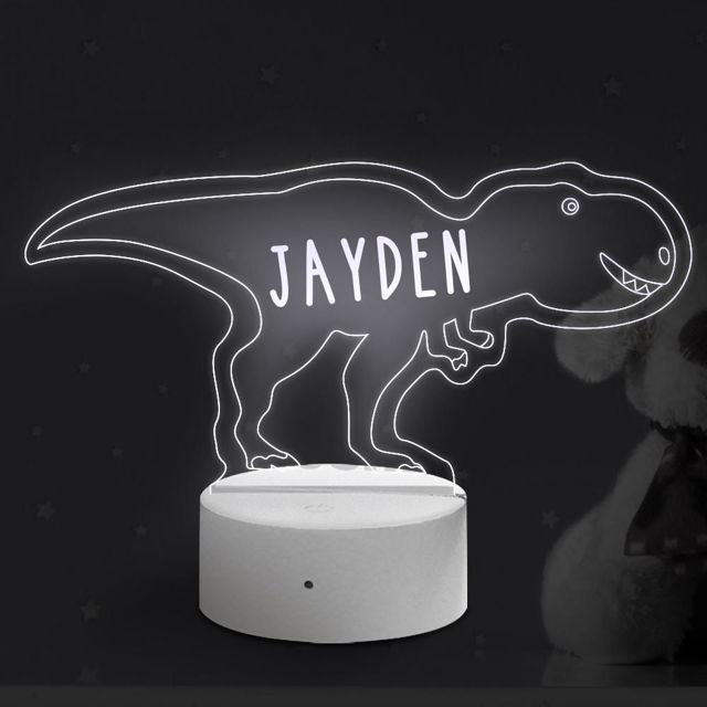 Picture of Custom Name Night Light With Colorful LED Lighting - Multicolor Tyrannosaurus Rex Night Light With Personalized Name