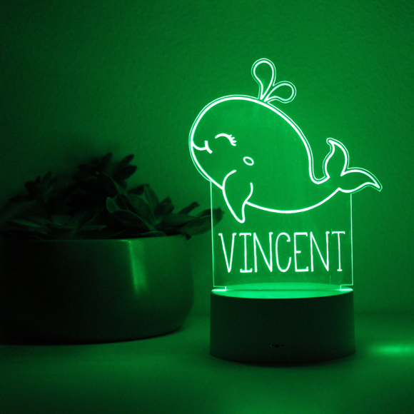 Picture of Custom Name Night Light With Colorful LED Lighting - Multicolor Whale Night Light With Personalized Name