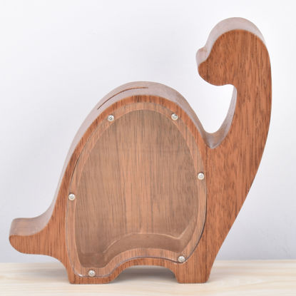 Image de Tirelire en bois personnalisée pour enfants - Tirelire en bois personnalisée avec nom d'enfant bricolage - Boîte d'économie d'argent personnalisée - Dinosaure mignon