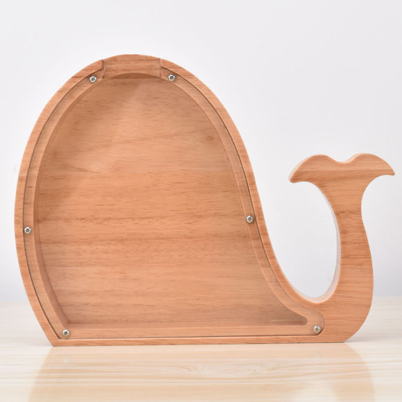 Image de Tirelire en bois personnalisée pour enfants - Tirelire en bois personnalisée avec nom d'enfant bricolage - Boîte d'économie d'argent personnalisée - Belle baleine