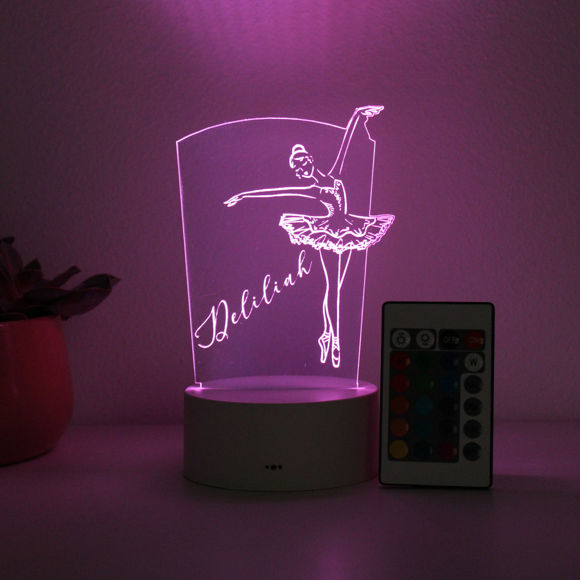 Imagen de Luz de noche con nombre personalizado con iluminación LED de colores - Luz de noche de ballet multicolor con nombre personalizado