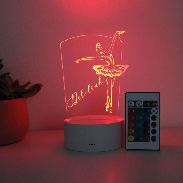 Picture of Custom Name Night Light With Colorful LED Lighting - Multicolor Ballet Night Light With Personalized Name