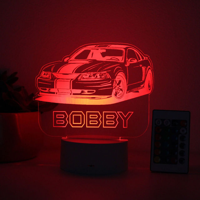 Picture of Custom Name Night Light With Colorful LED Lighting - Multicolor Car Night Light With Personalized Name