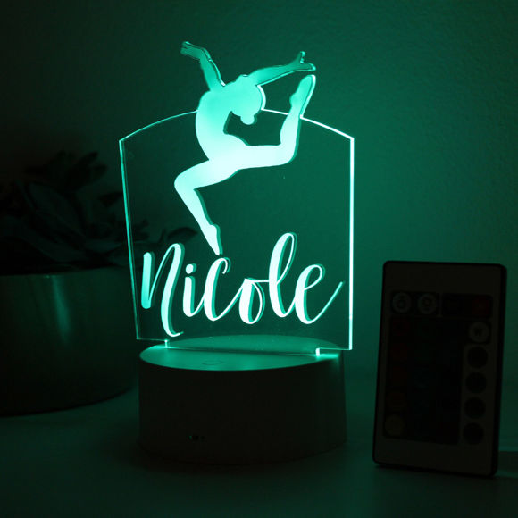 Imagen de Luz de noche con nombre personalizado con iluminación LED de colores - Luz de noche de salto de baile multicolor con nombre personalizado
