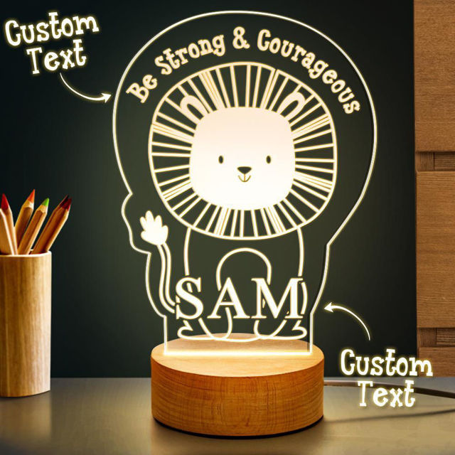 Picture of Lion Night Light with Irregular Shape with Round Base - Personalized It With Your Kid's Name