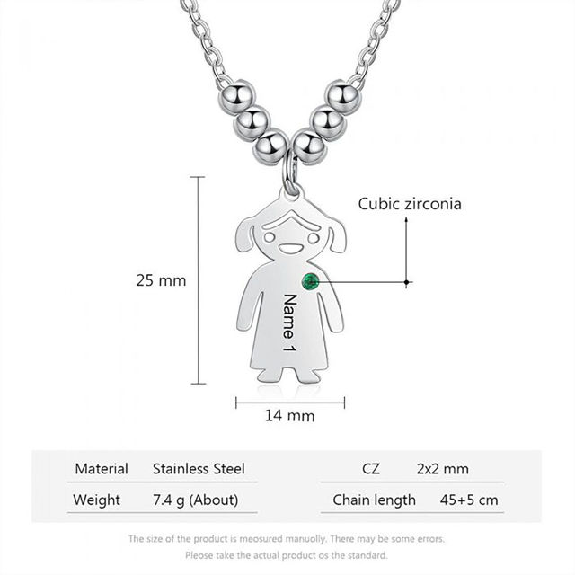 Picture of Personalised Necklace Boy Girl Charm With Birthstone for Mum in 925 Sterling Silver - Mother's Day Gift