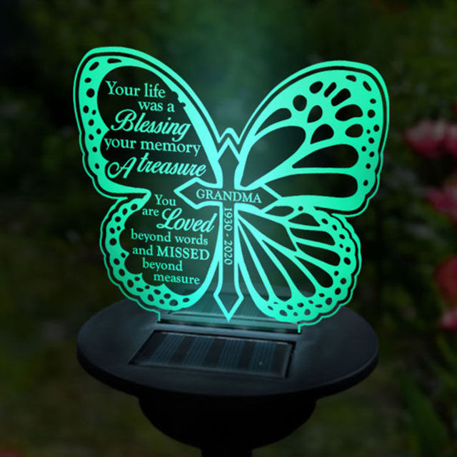 Picture of Personalized Solar Night Light - Butterfly Type B - Garden Solar Light for Memorial