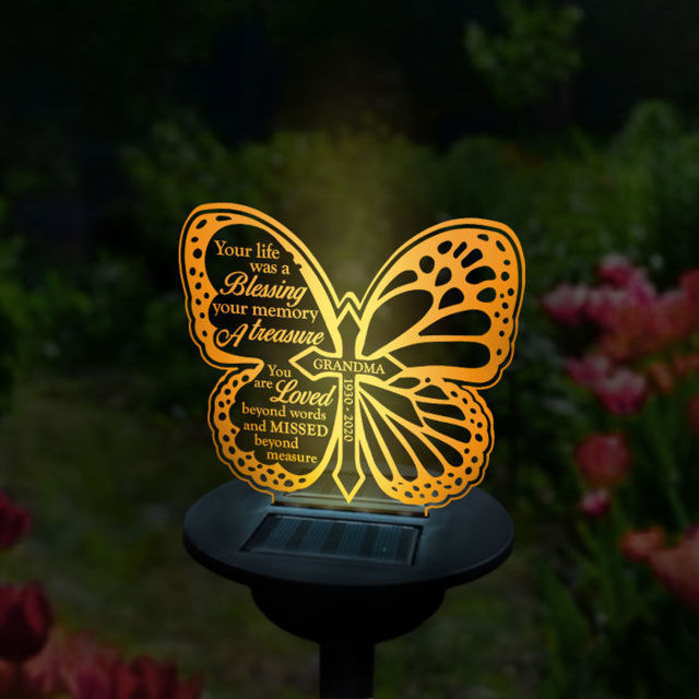 Picture of Personalized Solar Night Light - Butterfly Type B - Garden Solar Light for Memorial