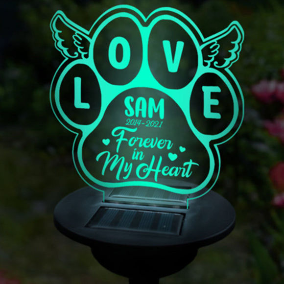 Picture of Personalized Solar Night Light - Paw - Garden Solar Light for Memorial