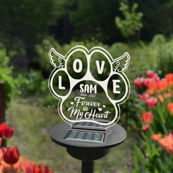 Imagen de Luz de noche solar personalizada - Paw - Luz solar de jardín para memorial