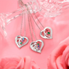 Image de Collier Mère Personnalisé avec Noms Gravés Pendentif Coeur Entrelacé avec Pierre de Naissance - Personnaliser avec le Nom de Famille | Collier Famille Personnalisé en Argent 925