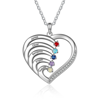 Image de Collier Mère Personnalisé avec Noms Gravés Pendentif Coeur Entrelacé avec Pierre de Naissance - Personnaliser avec le Nom de Famille | Collier Famille Personnalisé en Argent 925
