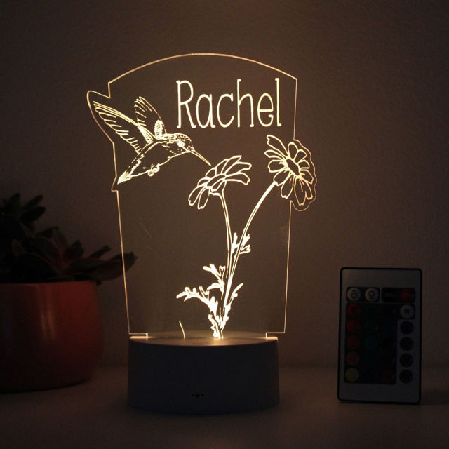 Picture of Custom Name Night Light With Colorful LED Lighting - Multicolor Flowers Light With Personalized Name