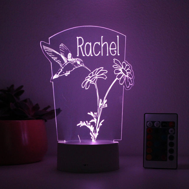 Picture of Custom Name Night Light With Colorful LED Lighting - Multicolor Flowers Light With Personalized Name