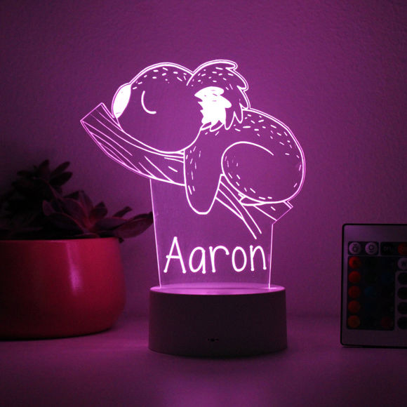 Imagen de Luz de noche con nombre personalizado con iluminación LED de colores - Luz de koala multicolor con nombre personalizado