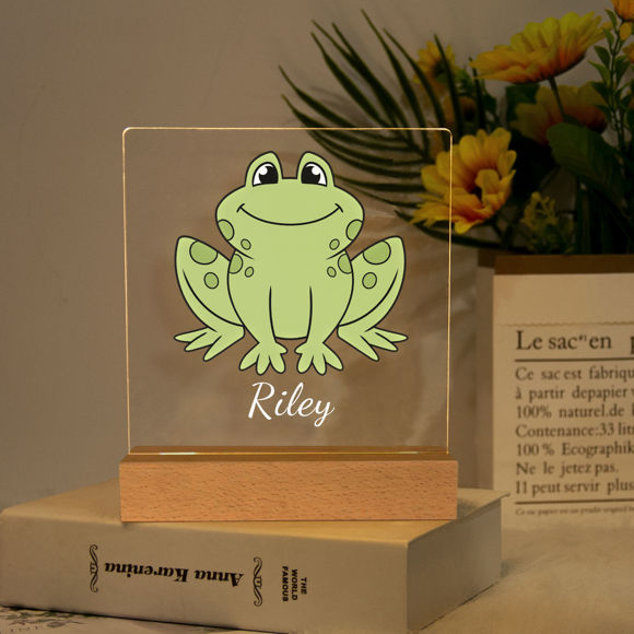 Image de Light de nuit de grenouille ｜ personnaliser avec le nom de votre enfant ｜ Meilleure idée cadeau pour l'anniversaire, Thanksgiving, Noël, etc.