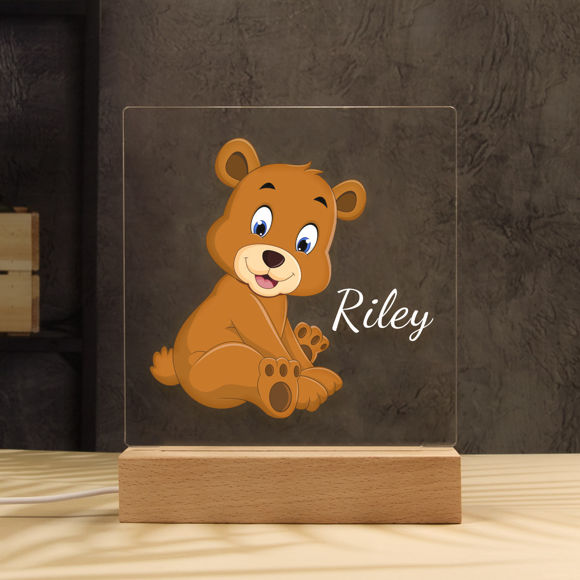 Afbeeldingen van Zittende beren nachtlicht ｜ Personaliseerde het met de naam van uw kind ｜ Beste cadeau -idee voor verjaardag, Thanksgiving, Kerstmis etc.