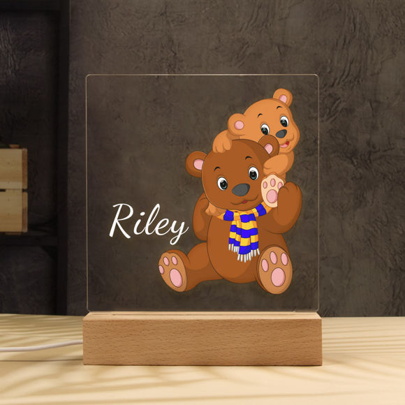 Image de Deux ours nocturnes ｜ personnaliser avec le nom de votre enfant ｜ Meilleure idée cadeau pour l'anniversaire, Thanksgiving, Noël, etc.