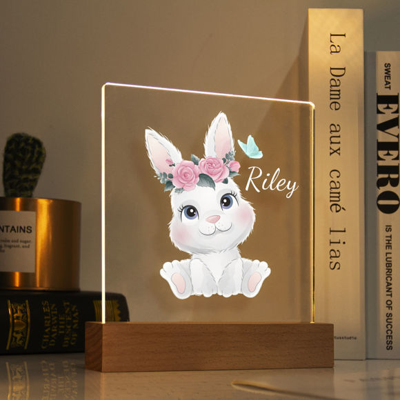 Image de Assis Rabbit Night Light ｜ Personnalisé avec le nom de votre enfant ｜ Meilleure idée cadeau pour l'anniversaire, Thanksgiving, Noël, etc.